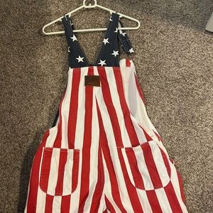 Chubbies American Flag Overalls. Medium size.
